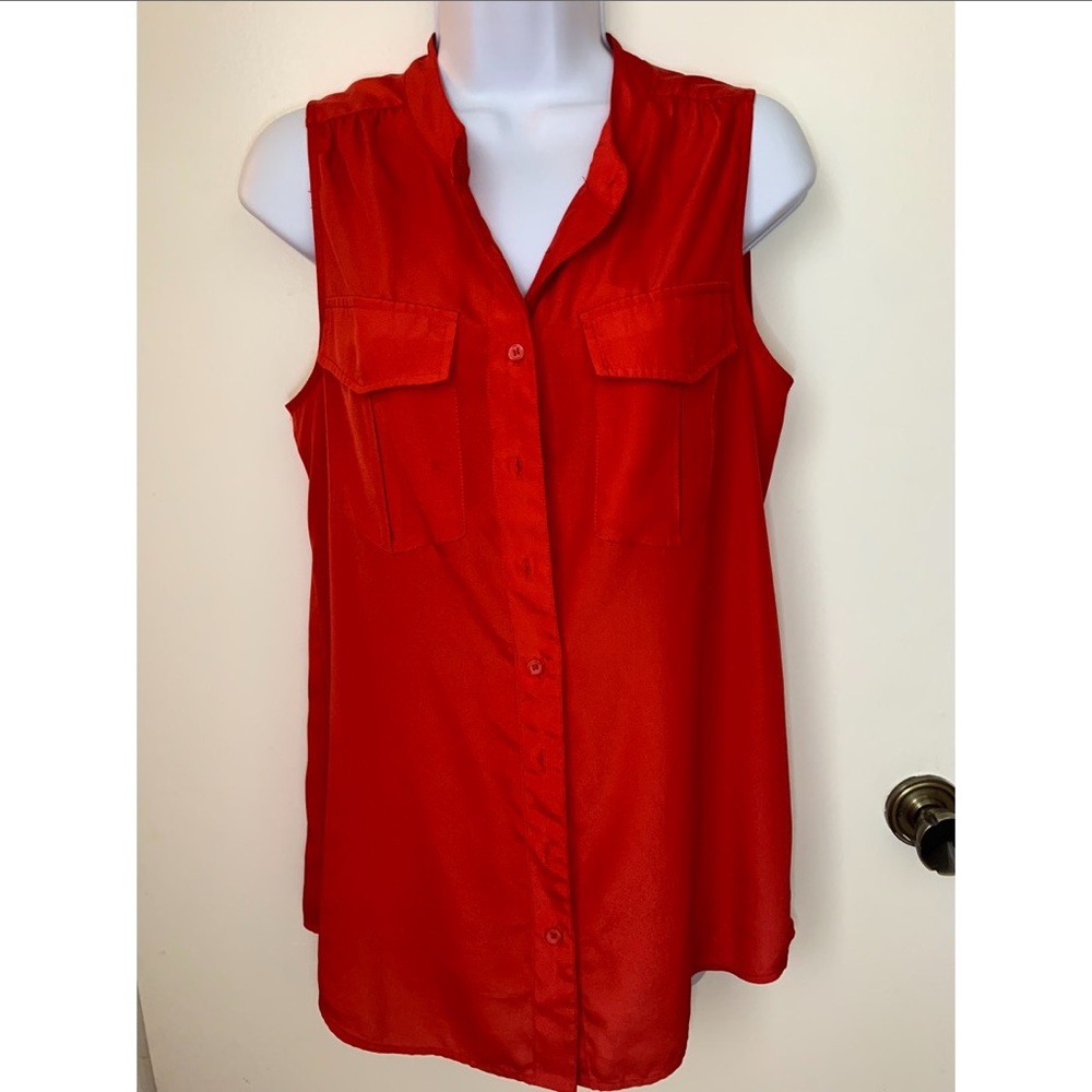 J. Crew Factory red button down sleeveless blouse (size 6)